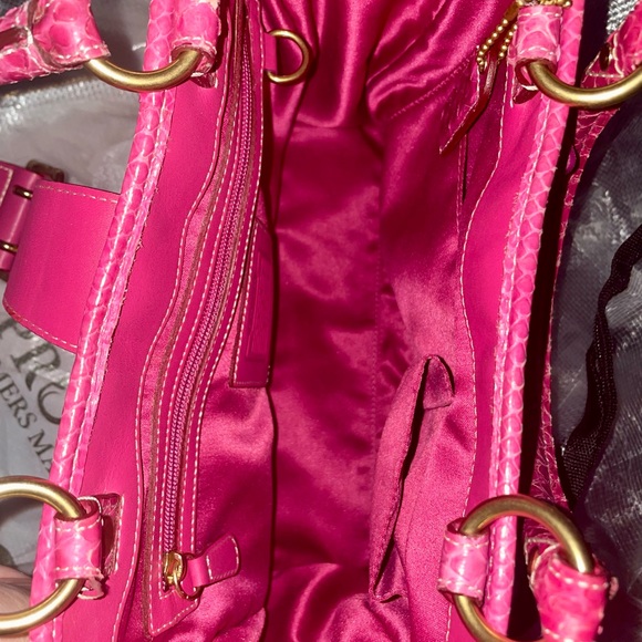 Coach Signature C Chenille Python Pink Butterfly Tote Bag Coach Purse Vintage - Picture 9 of 11